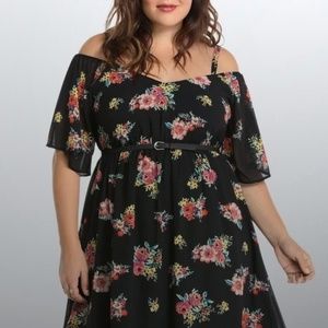 Torrid Floral Chiffon Cold Shoulder Dress size 4